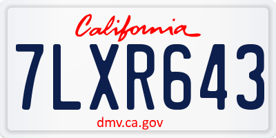 CA license plate 7LXR643