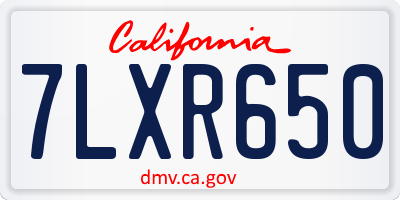 CA license plate 7LXR650