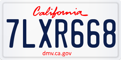 CA license plate 7LXR668