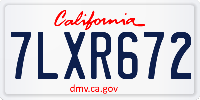 CA license plate 7LXR672
