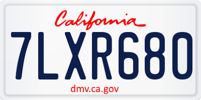 CA license plate 7LXR680