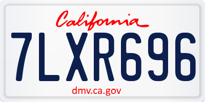 CA license plate 7LXR696