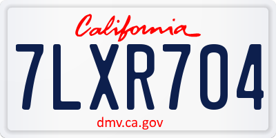CA license plate 7LXR704