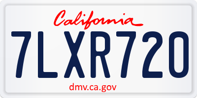 CA license plate 7LXR720