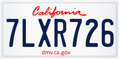 CA license plate 7LXR726