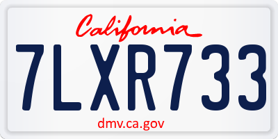 CA license plate 7LXR733