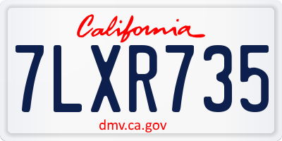 CA license plate 7LXR735