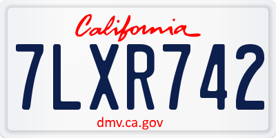 CA license plate 7LXR742