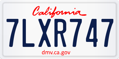CA license plate 7LXR747