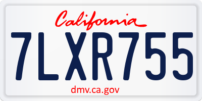 CA license plate 7LXR755