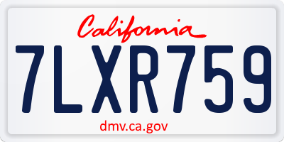 CA license plate 7LXR759