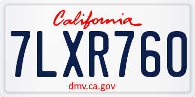 CA license plate 7LXR760