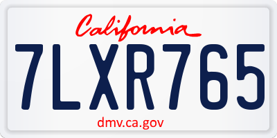 CA license plate 7LXR765
