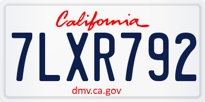 CA license plate 7LXR792
