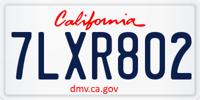 CA license plate 7LXR802