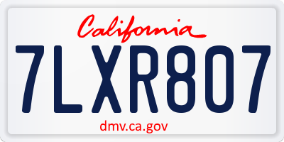 CA license plate 7LXR807