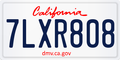 CA license plate 7LXR808