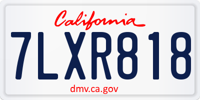 CA license plate 7LXR818