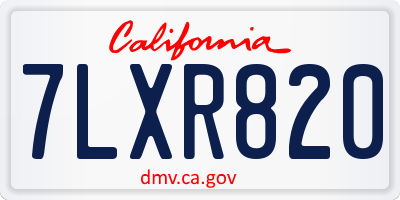 CA license plate 7LXR820