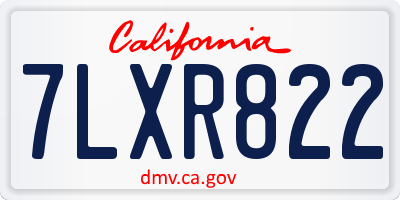 CA license plate 7LXR822