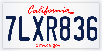 CA license plate 7LXR836