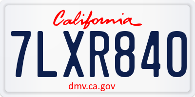 CA license plate 7LXR840