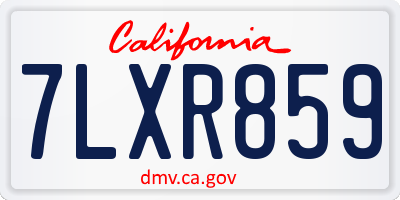 CA license plate 7LXR859