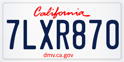 CA license plate 7LXR870
