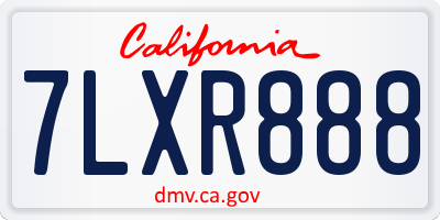 CA license plate 7LXR888