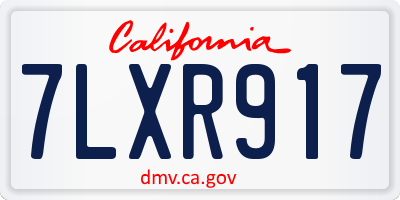 CA license plate 7LXR917