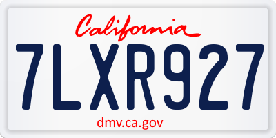 CA license plate 7LXR927