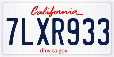 CA license plate 7LXR933