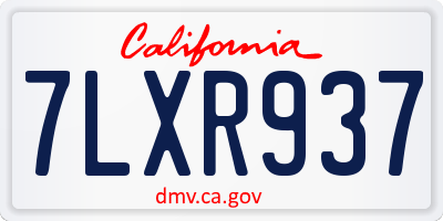 CA license plate 7LXR937