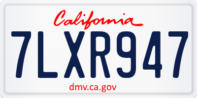 CA license plate 7LXR947