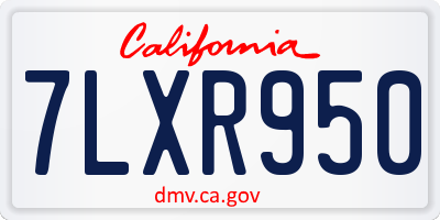 CA license plate 7LXR950
