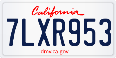 CA license plate 7LXR953