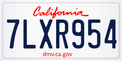 CA license plate 7LXR954