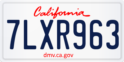 CA license plate 7LXR963