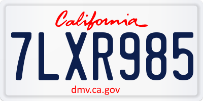 CA license plate 7LXR985