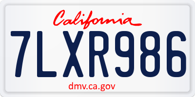 CA license plate 7LXR986