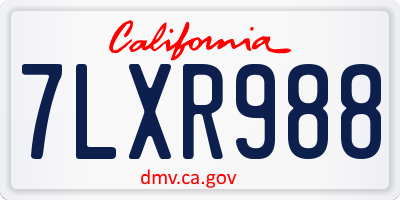 CA license plate 7LXR988