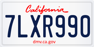 CA license plate 7LXR990