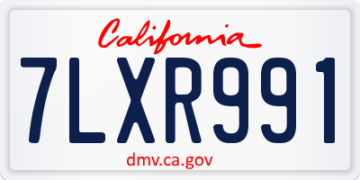 CA license plate 7LXR991