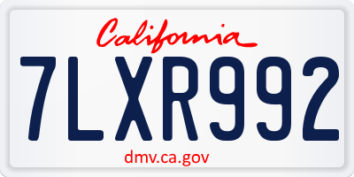 CA license plate 7LXR992