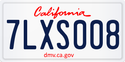 CA license plate 7LXS008