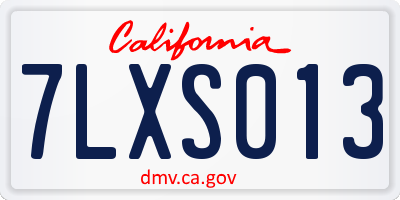 CA license plate 7LXS013