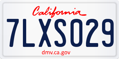 CA license plate 7LXS029