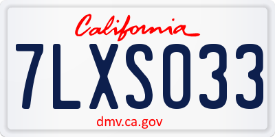CA license plate 7LXS033