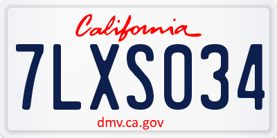 CA license plate 7LXS034