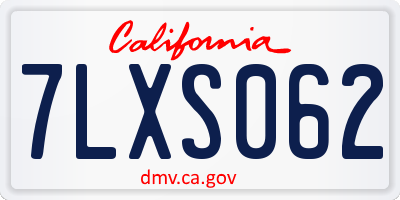 CA license plate 7LXS062